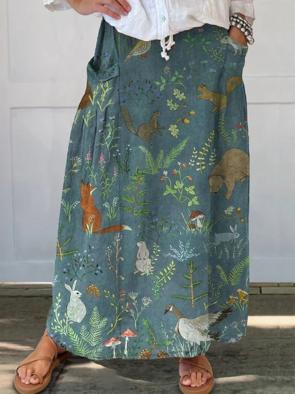 Women's Floral Pocket Skirt Casual Cotton - VibreMode