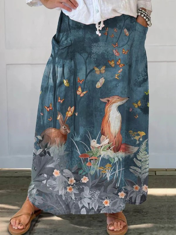 Women's Floral Pocket Skirt Casual Cotton - VibreMode