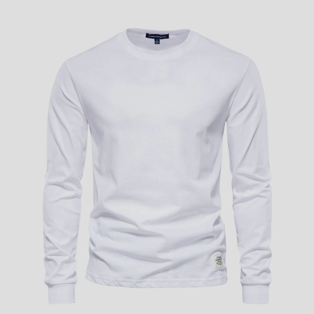 Men's Long Sleeve Round Neck Shirt Classic Cotton