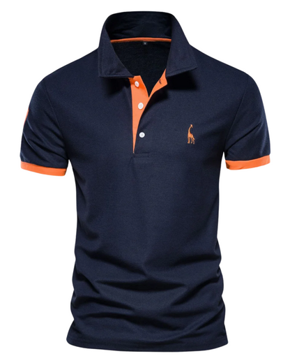 Men's Polo Shirt Short Sleeve Embroidered Contrast