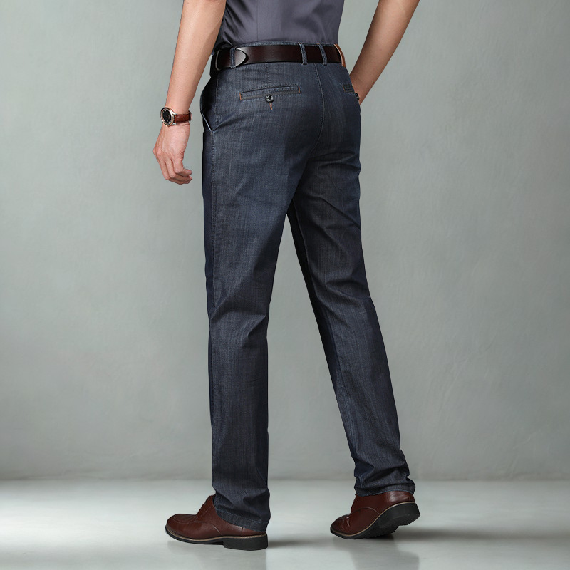 Men's Straight Leg Pants Cotton Belted Front Pockets