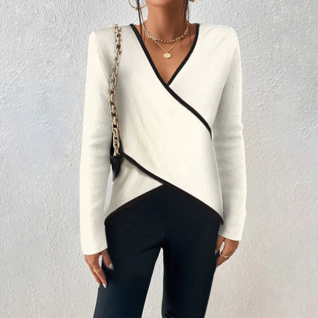 Women's V-Neck Sweater Refined Knit Style - VibreMode