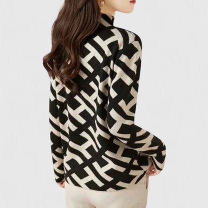 Women's High Neck Sweater Patterned Design