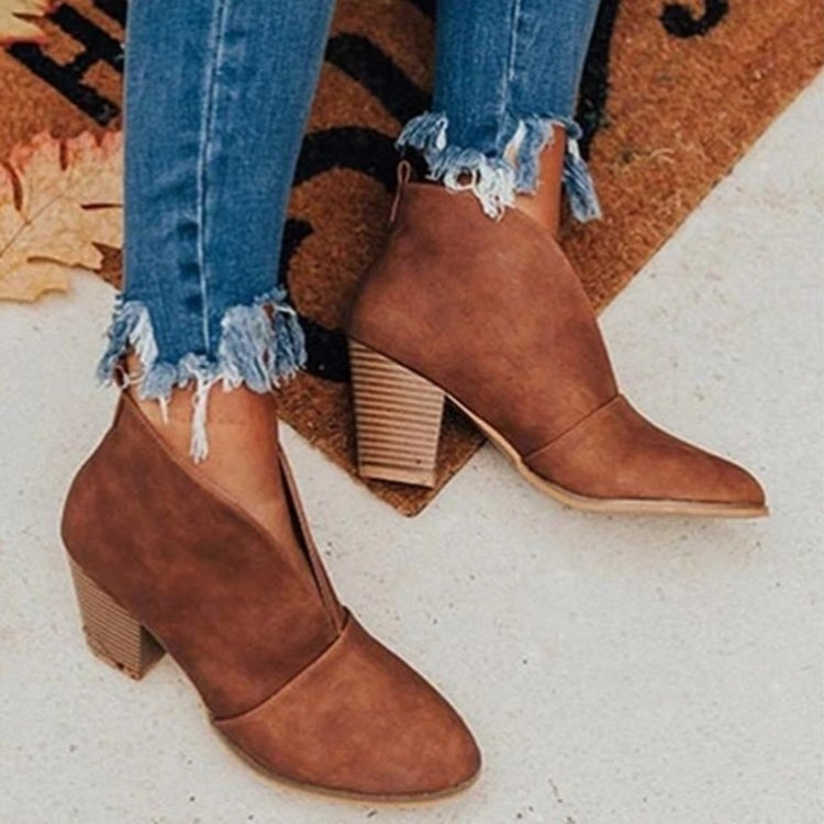 Women's V-Cut Ankle Boots Comfortable Everyday Wear - VibreMode