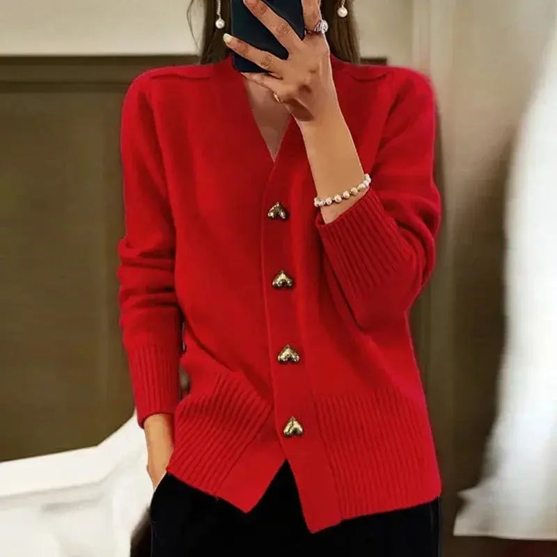 Women's V-Neck Cardigan Sweater - VibreMode