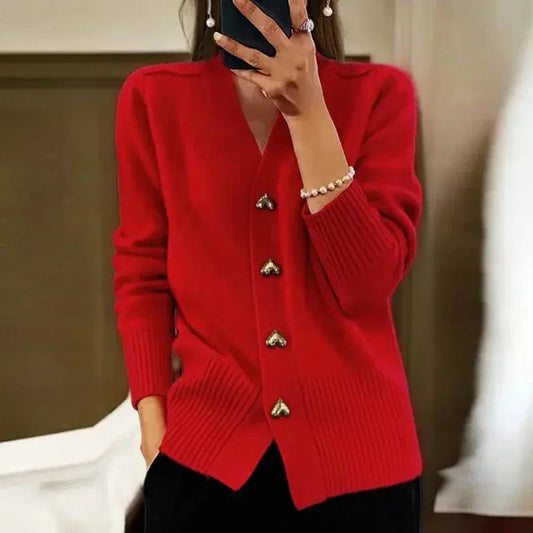 Women's V-Neck Cardigan Sweater - VibreMode