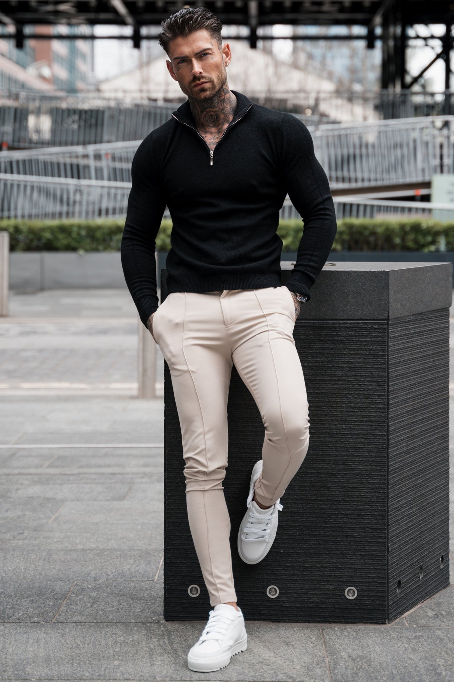 Men's Slim Fit Trousers Formal Black