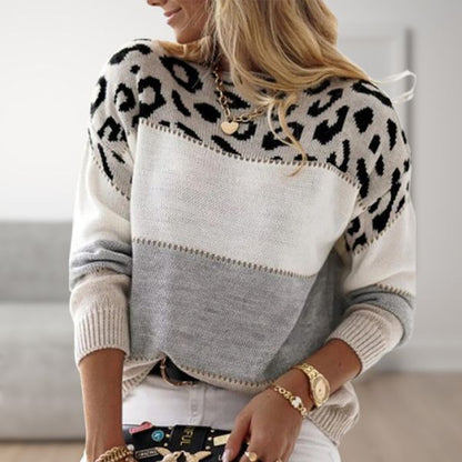 Women's Sweater Leopard Patched