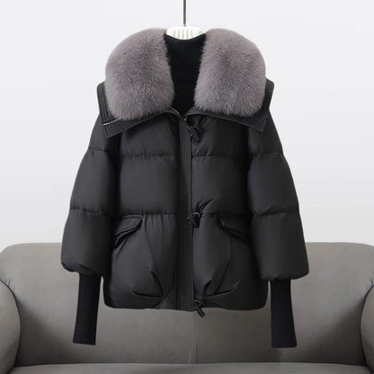 Women's Puffer Jacket Warm Winter Coat Black - VibreMode