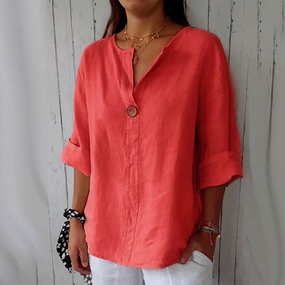 Relaxed Fit Cotton V Neck Top