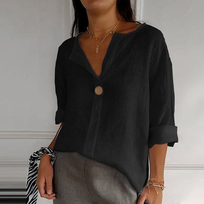 Relaxed Fit Cotton V Neck Top