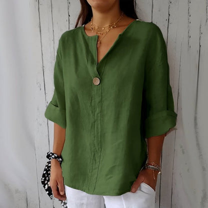 Relaxed Fit Cotton V Neck Top