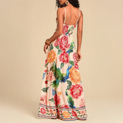 Valentina Rossi Women's Maxi Dress Empire Waist Tropical Print