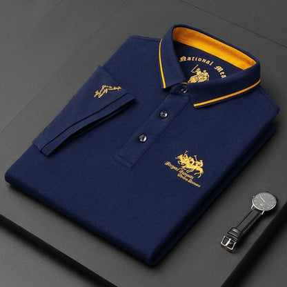 Men's Polo Shirt Short Sleeve Contrast Collar Embroidered