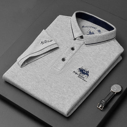 Men's Polo Shirt Short Sleeve Contrast Collar Embroidered