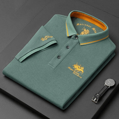 Men's Polo Shirt Short Sleeve Contrast Collar Embroidered