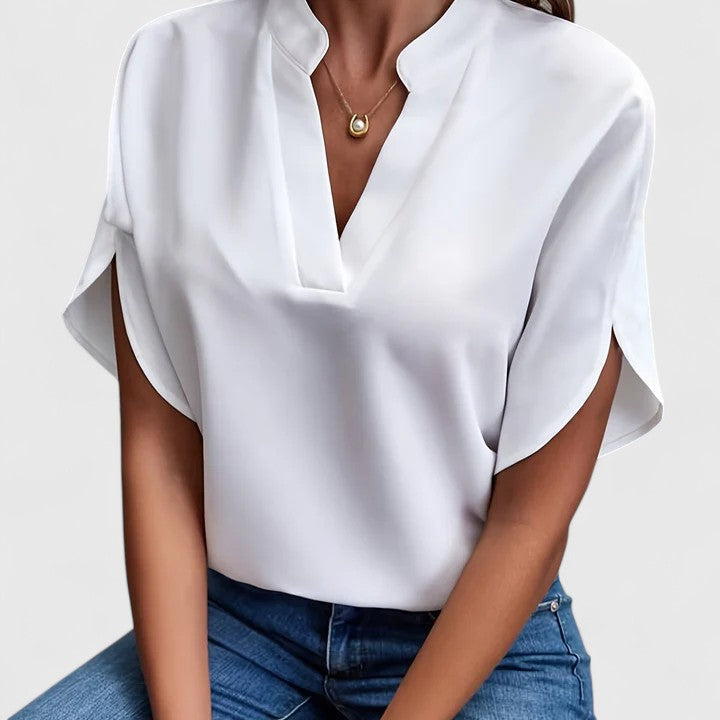 Relaxed V-Neck Women's Blouse