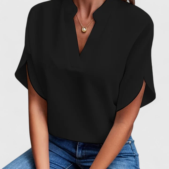 Relaxed V-Neck Women's Blouse