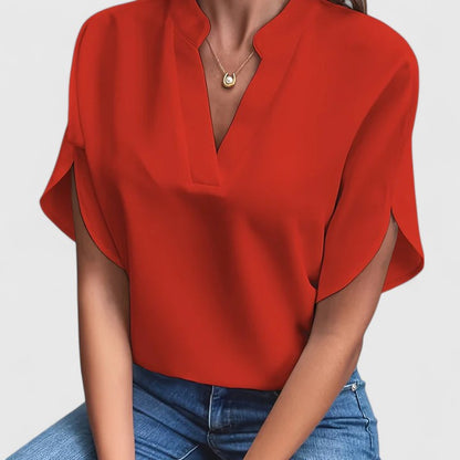 Relaxed V-Neck Women's Blouse