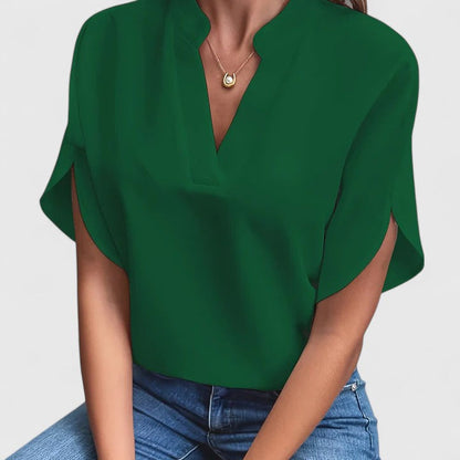 Relaxed V-Neck Women's Blouse