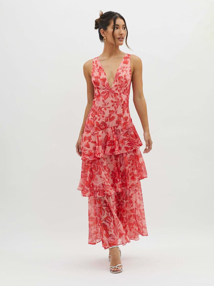 Kay Women's Floral Maxi Dress Strappy Back - VibreMode