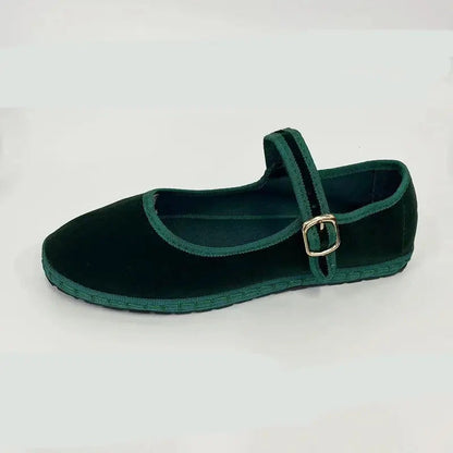 Velvet Ballet Flats for Women – Elegant & Comfortable Mary Jane Design