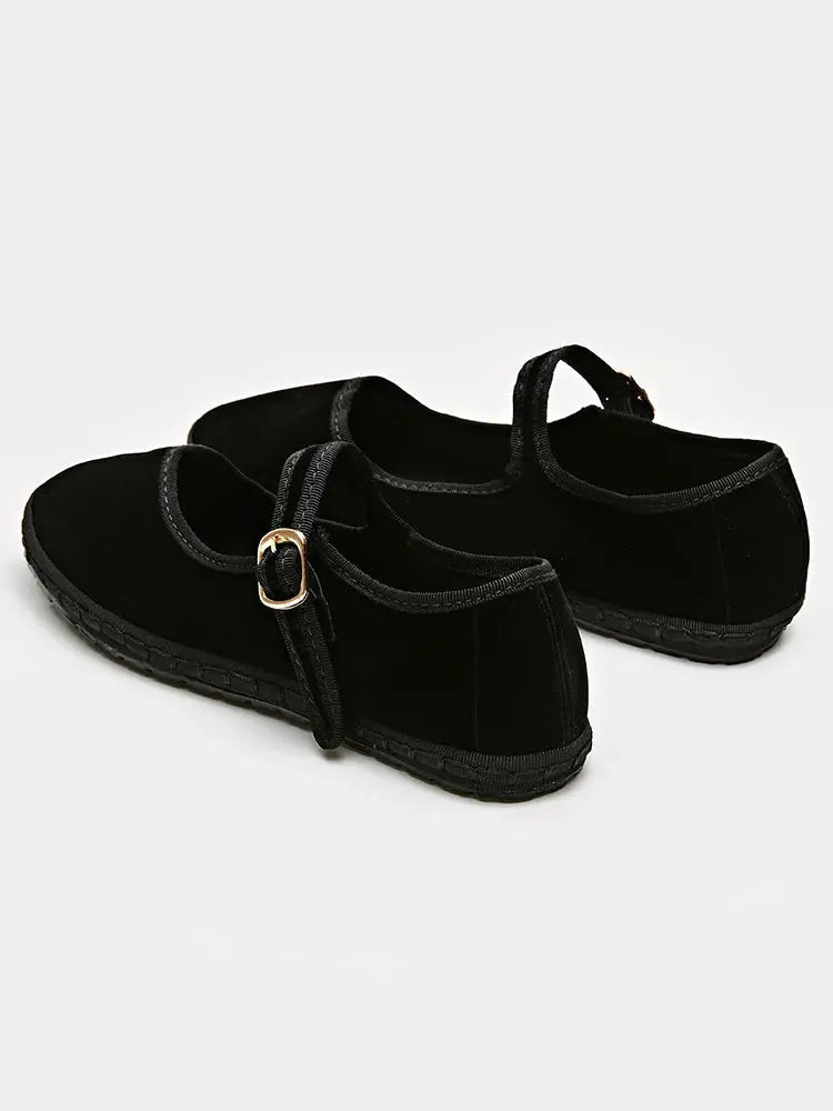 Velvet Ballet Flats for Women – Elegant & Comfortable Mary Jane Design