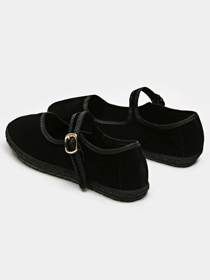 Velvet Ballet Flats for Women – Elegant & Comfortable Mary Jane Design