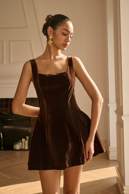 Soft Round-Neck Short Dress
