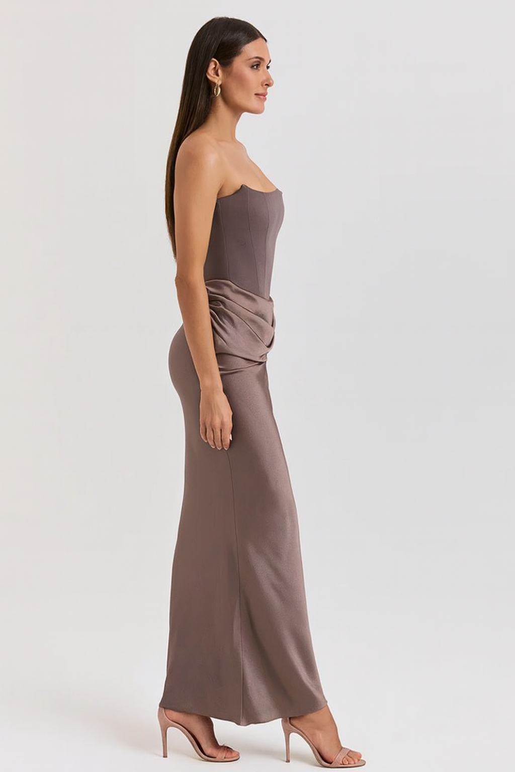 Women's Strapless Maxi Dress Flowing Silhouette