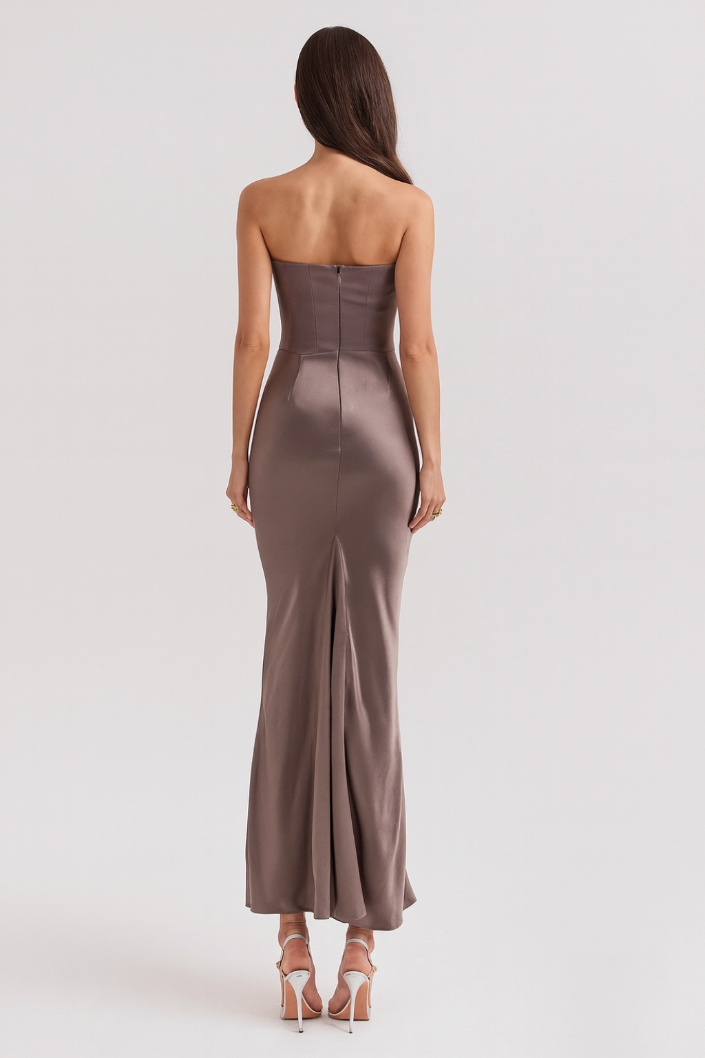 Women's Strapless Maxi Dress Flowing Silhouette