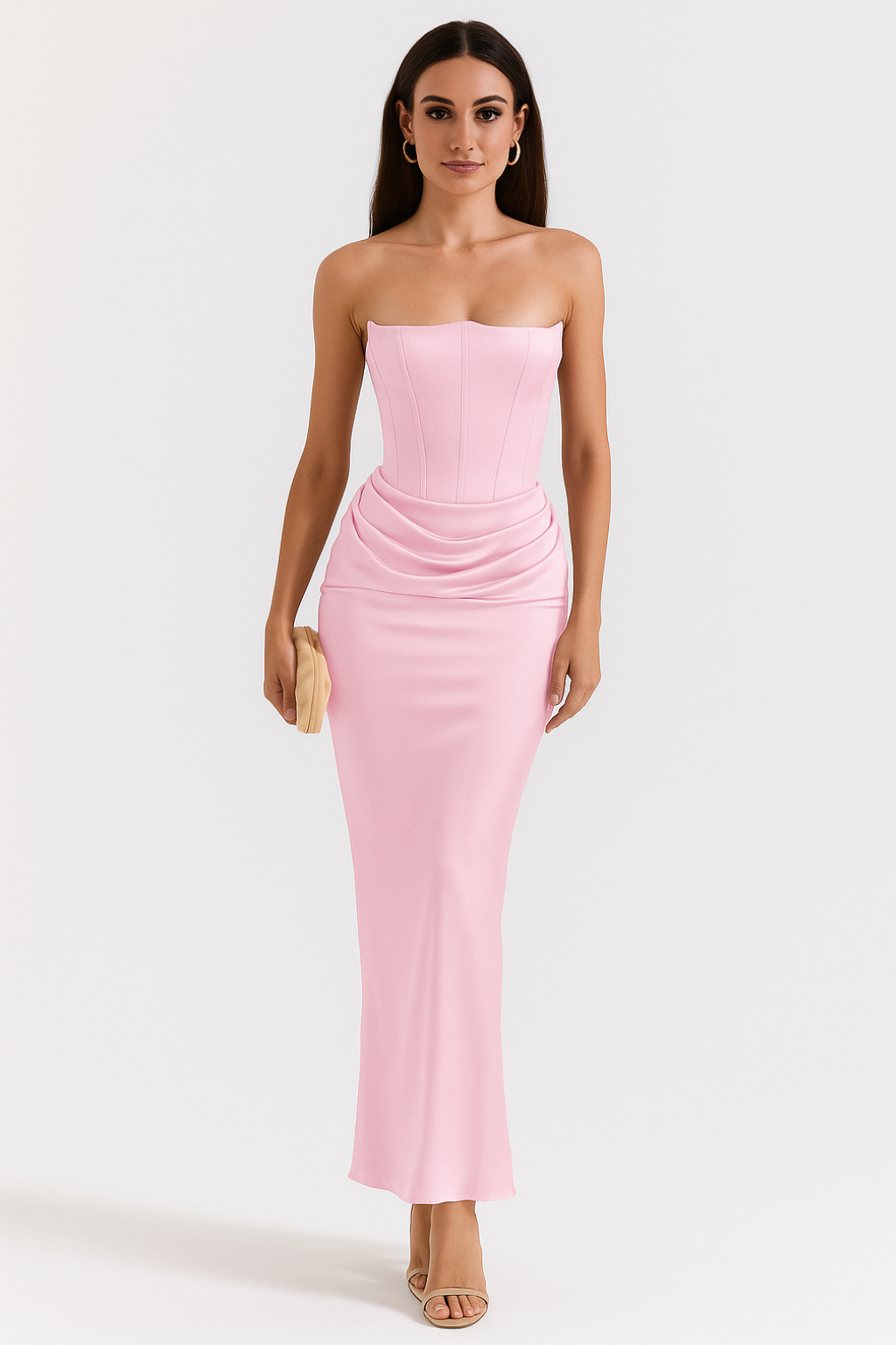 Women's Strapless Maxi Dress Flowing Silhouette