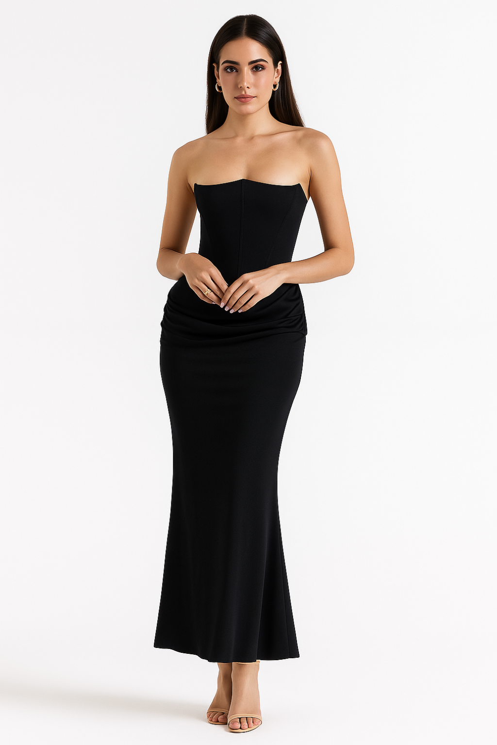 Women's Strapless Maxi Dress Flowing Silhouette