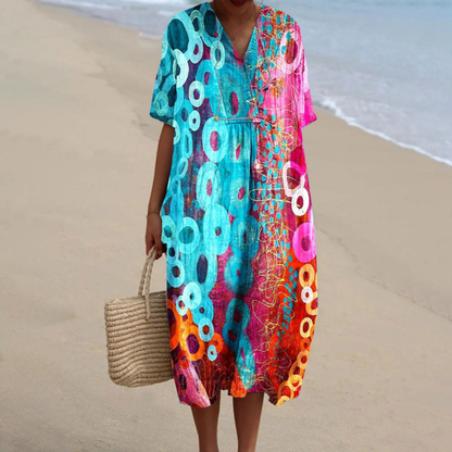 Stylish Floral V-Neck Summer Dress for Women