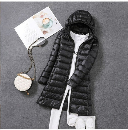 Women's Down Jacket Detachable Hood Waterproof Insulated