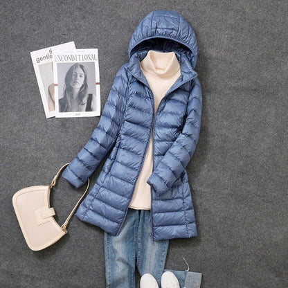 Women's Down Jacket Detachable Hood Waterproof Insulated