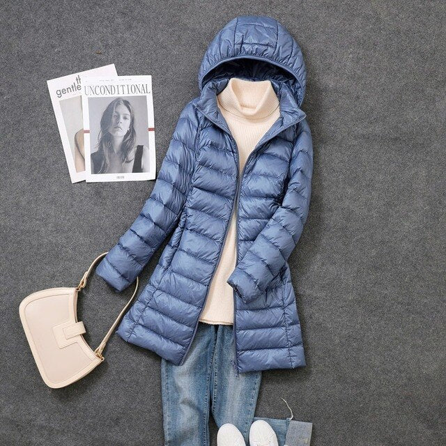 Women's Down Jacket Detachable Hood Waterproof