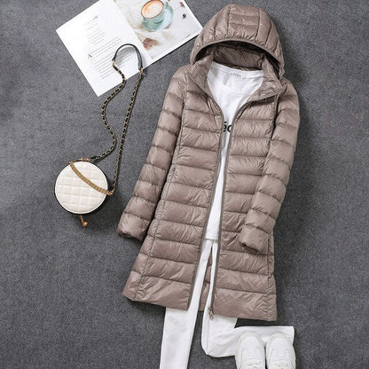 Women's Down Jacket Detachable Hood Waterproof Insulated