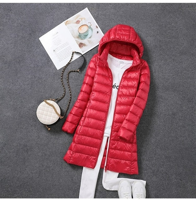 Women's Down Jacket Detachable Hood Waterproof