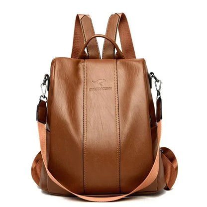 Women's Leather Convertible Backpack Hidden Pockets