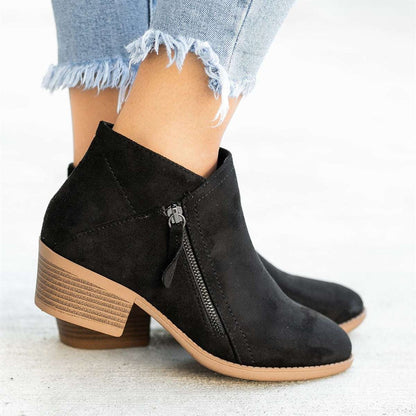 Ladies Zip Up Low Heel Boot