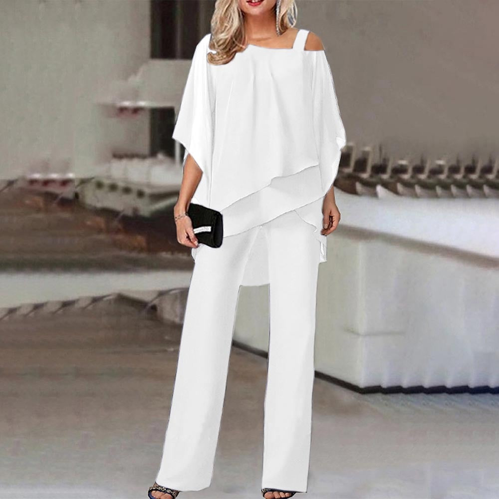 Women's Cold Shoulder Blouse Two-Piece Set