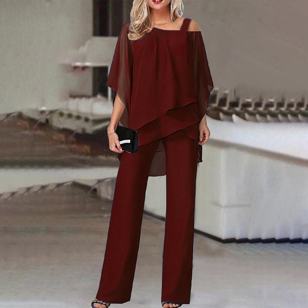 Women's Cold Shoulder Blouse Two-Piece Set