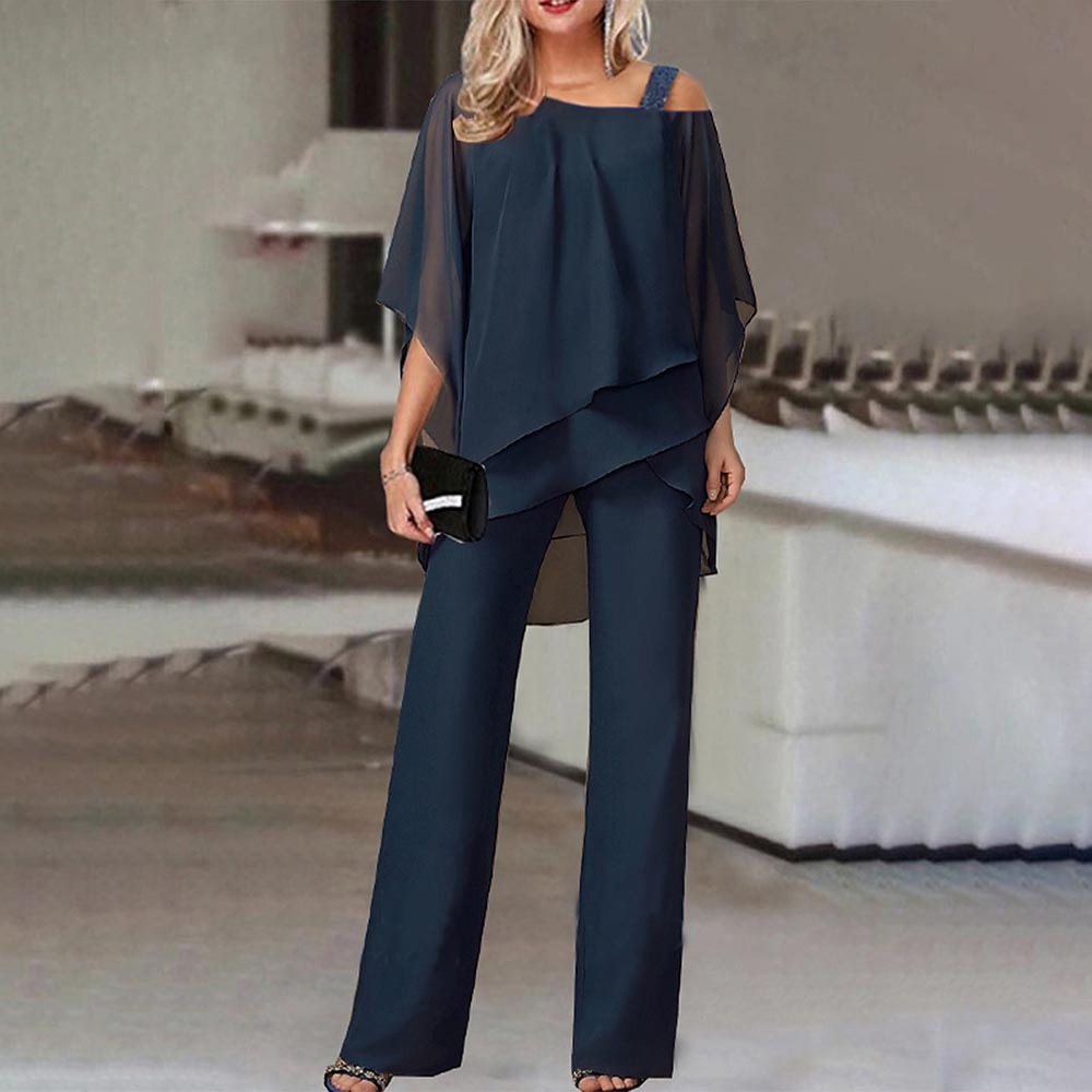 Women's Cold Shoulder Blouse Two-Piece Set