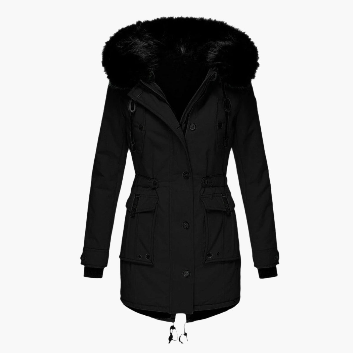 Women's Hooded Parka Coat Insulated Waterproof Black