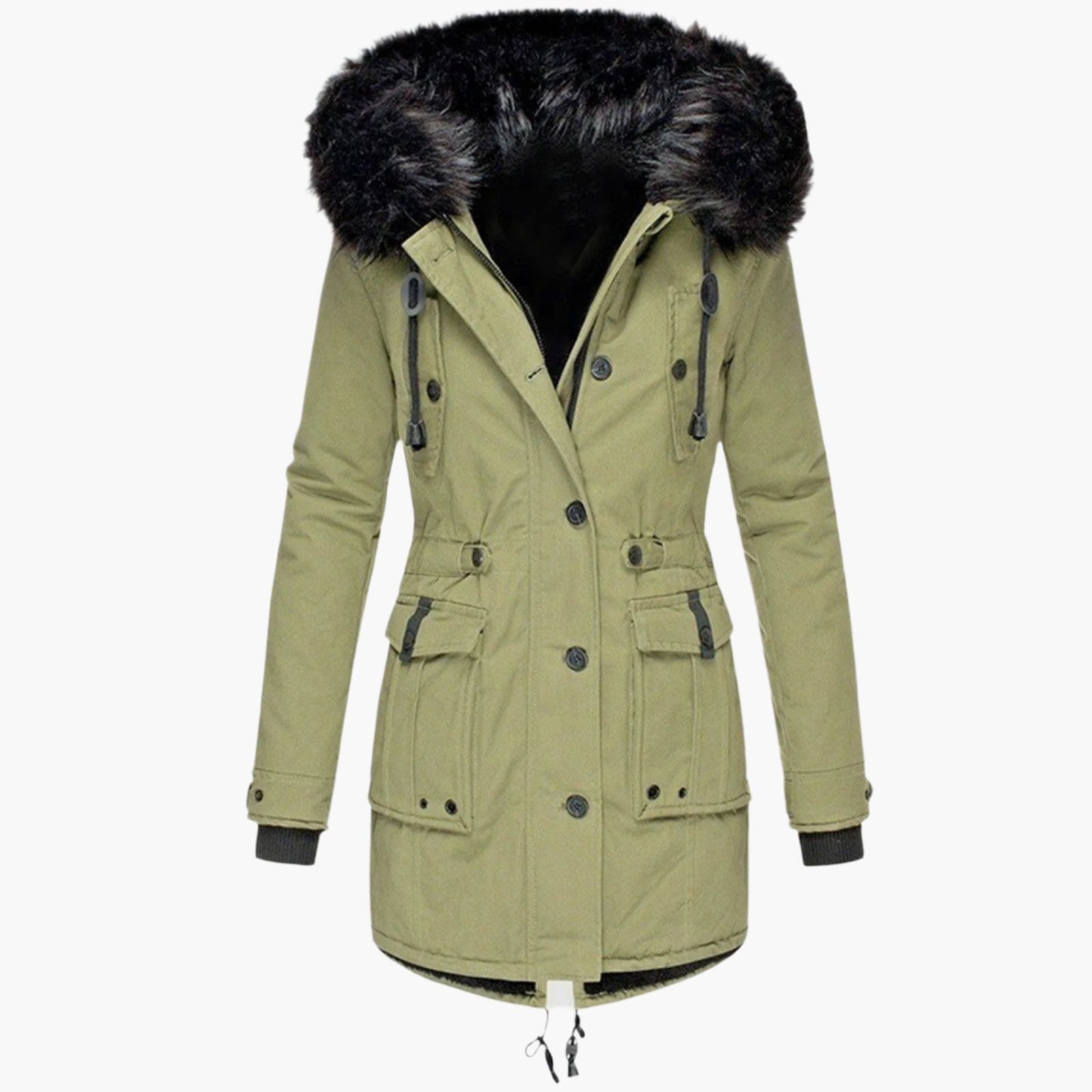 Women's Hooded Parka Coat Insulated Waterproof Black