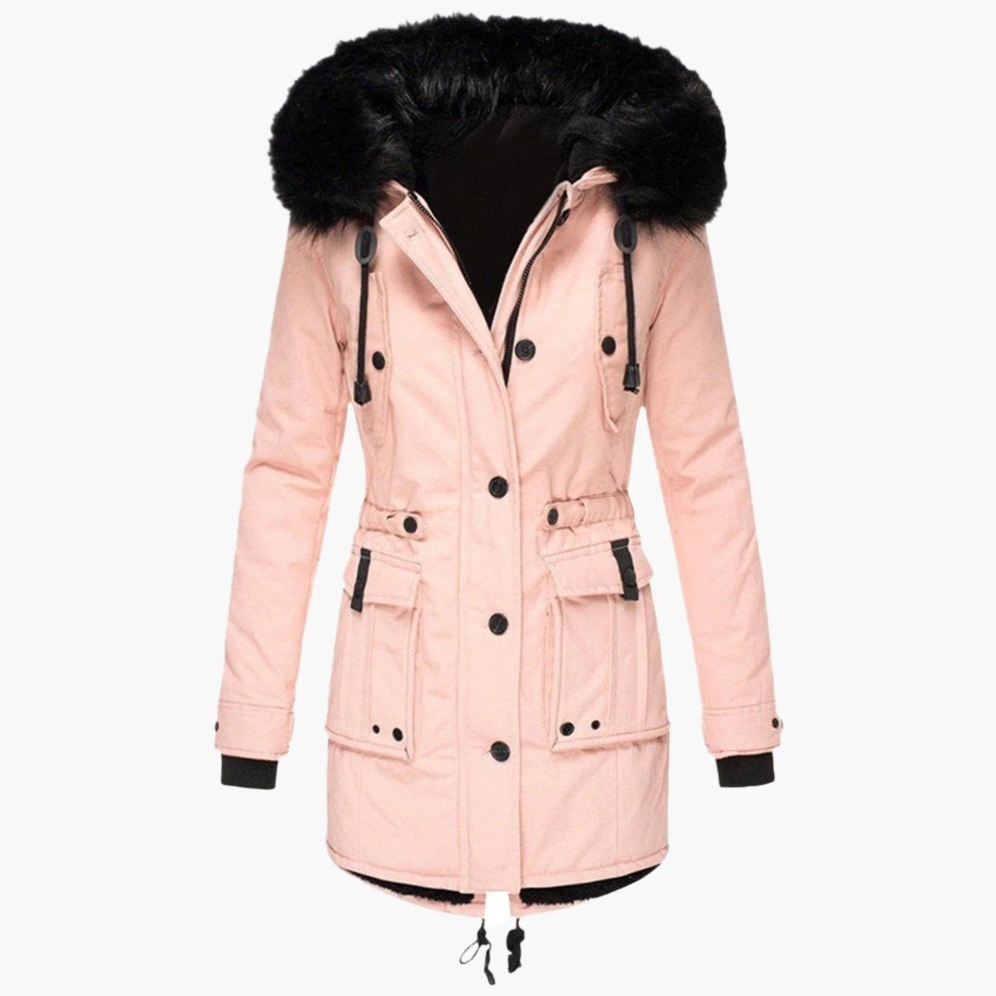 Women's Hooded Parka Coat Insulated Waterproof Black