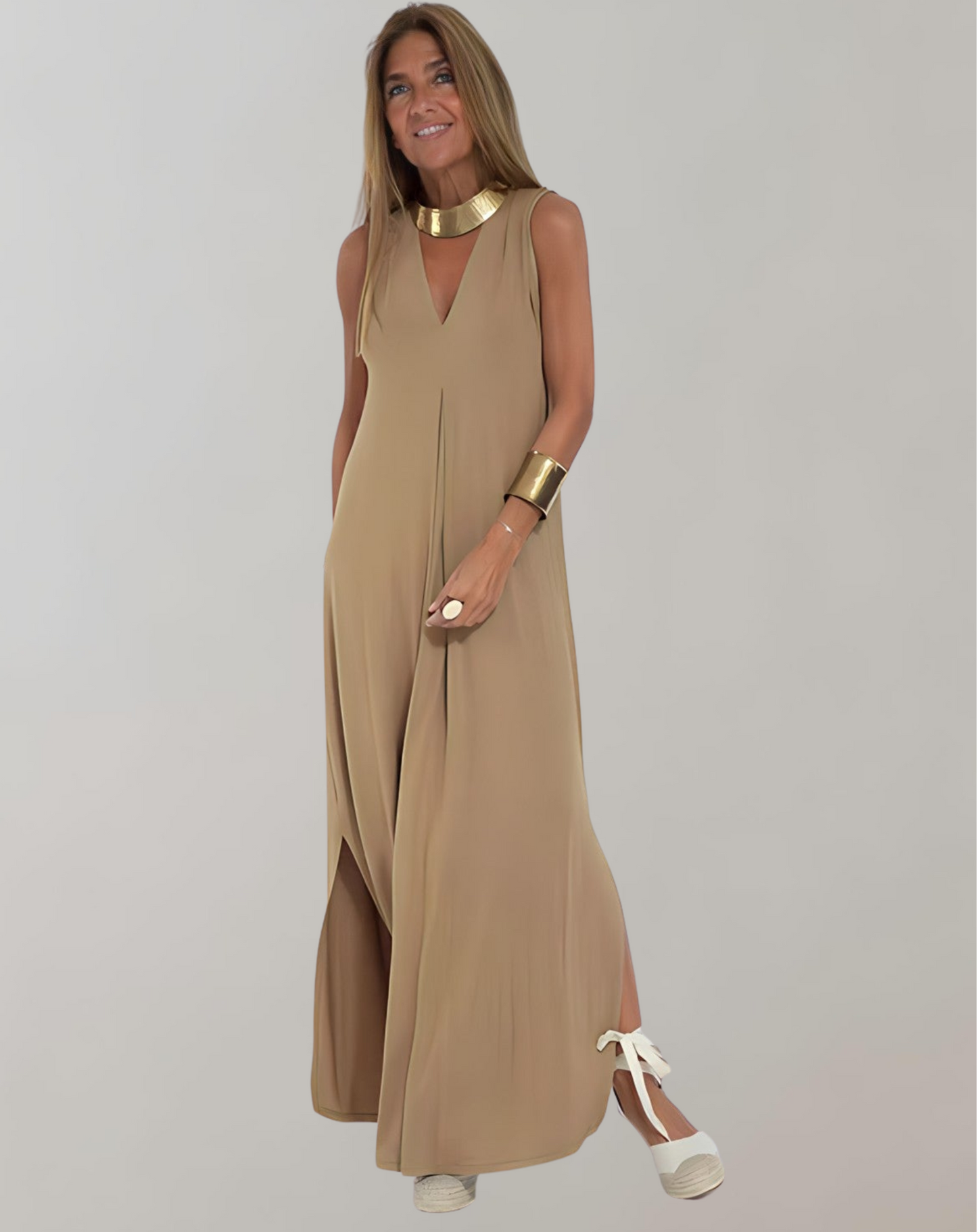 Women's V-Neck Maxi Dress Summer Elegant