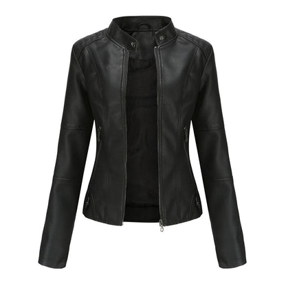 Women's Slim Fit Mao Jacket Zipper Front Hip Length