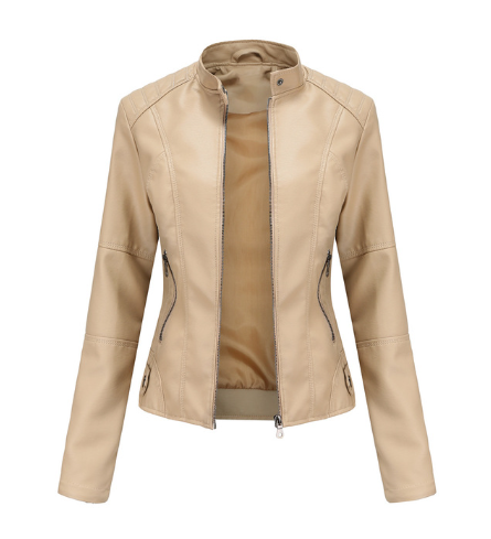 Women's Slim Fit Mao Jacket Zipper Front Hip Length